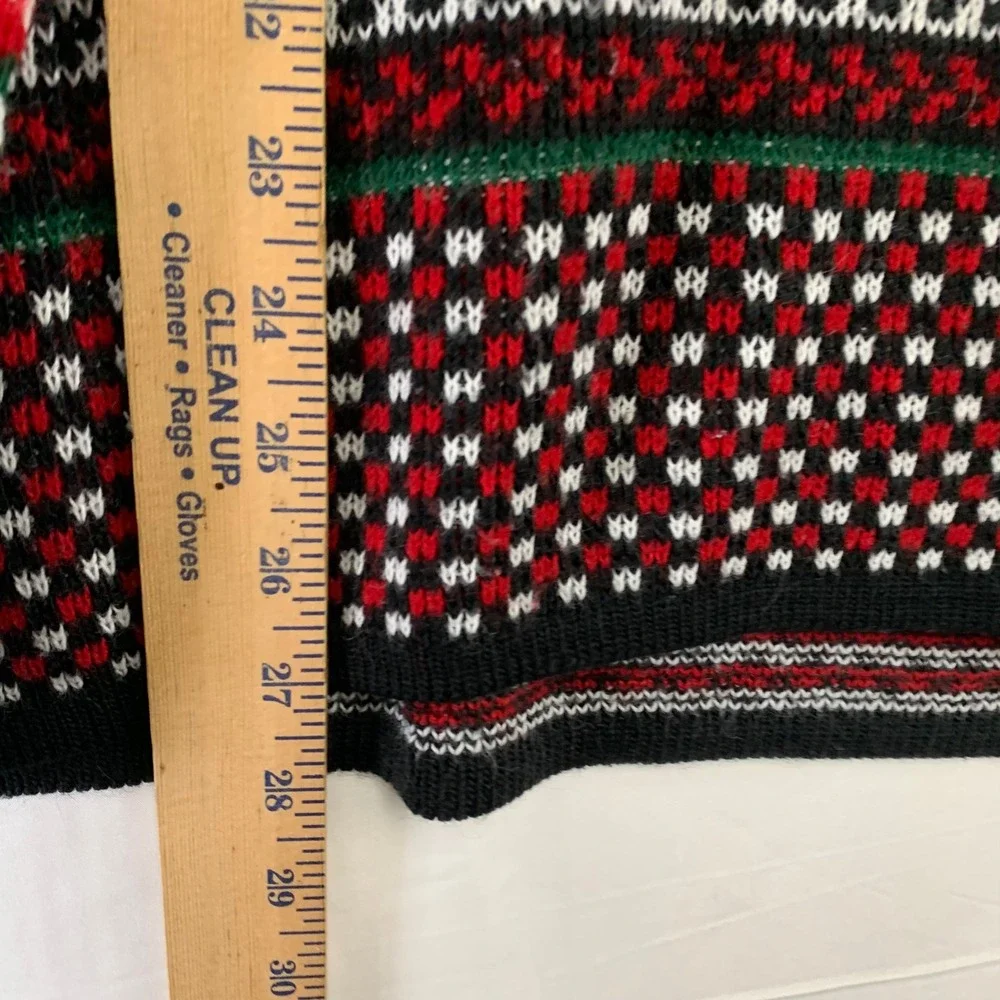 VTG Huntington Ridge Sweater Mens L Black Red Nordic Folk Art Novelty Knit USA - Picture 8 of 12